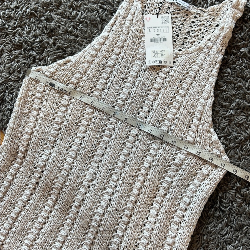 Zara Cream Knit Tank Top Size NWT Large - Picture 6 of 9